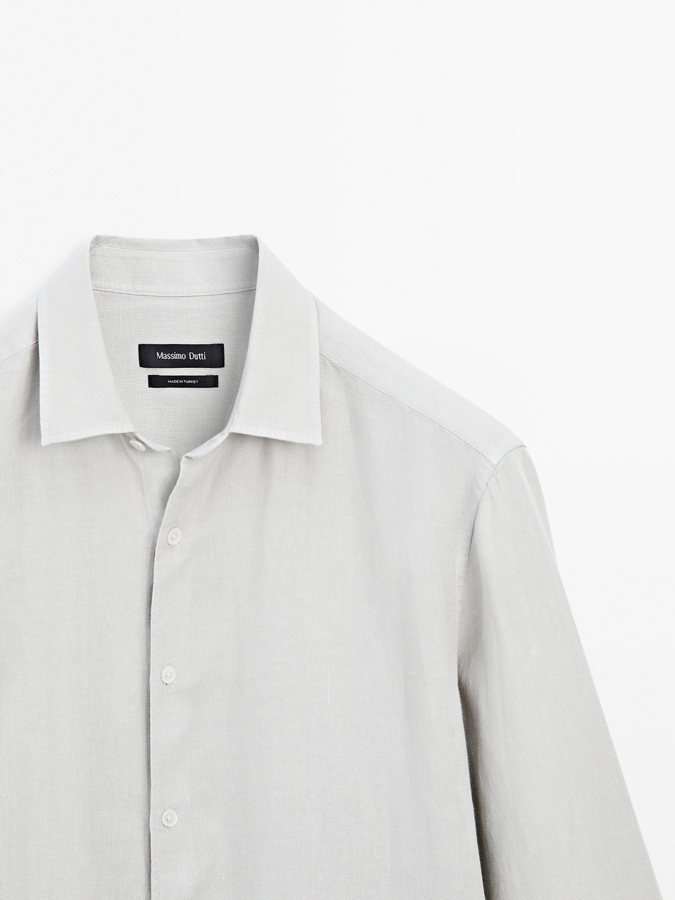 Slim fit linen blend shirt